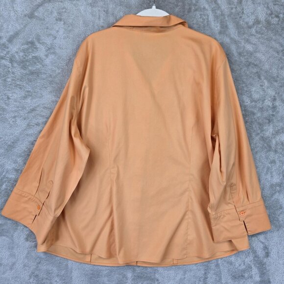 Chico's Shirt Womens 4 XXL Peach No-Iron Cotton Hidden Placket Collared Blouse - Picture 11 of 11